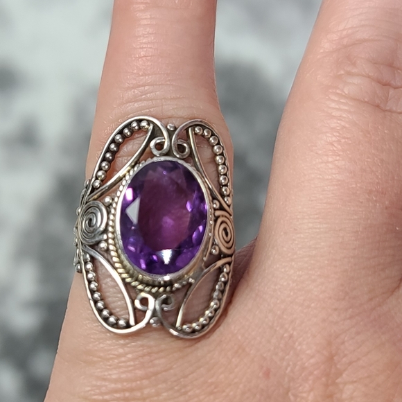 Sterling Silver Purple Amethyst Rustic - Picture 2 of 16